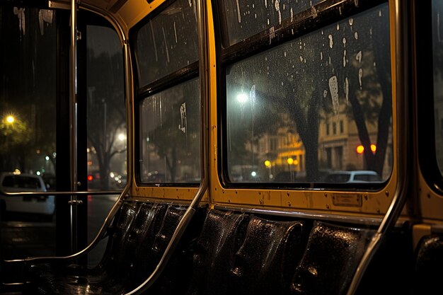 Photo raindrops on the windows of a city train