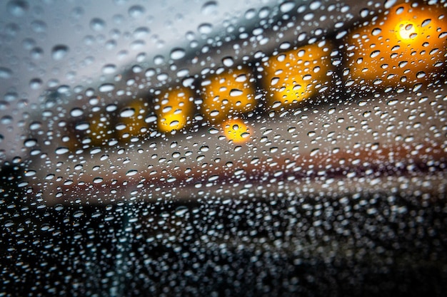 Raindrops with train wagon