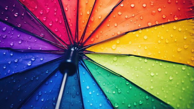 Фото Дождь на красочном радужном зонтике