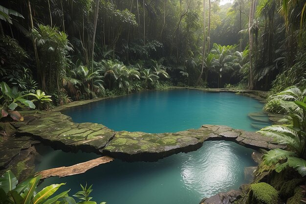 Photo rainforest natural pool