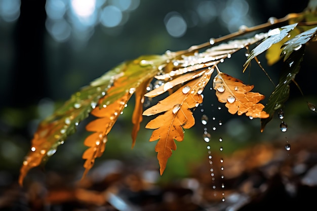 Rainissed Leaves in Focus Rain Photos