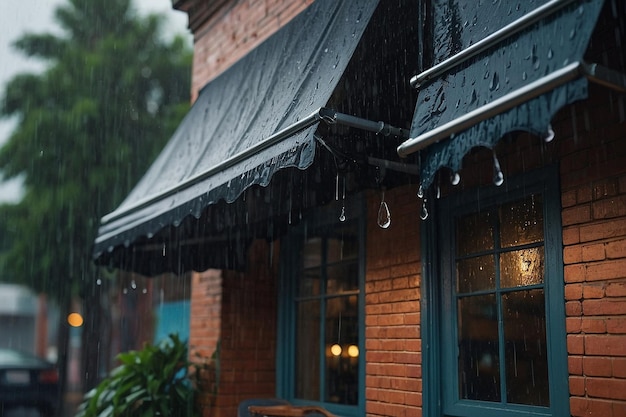 Photo rainsoaked canvas awning