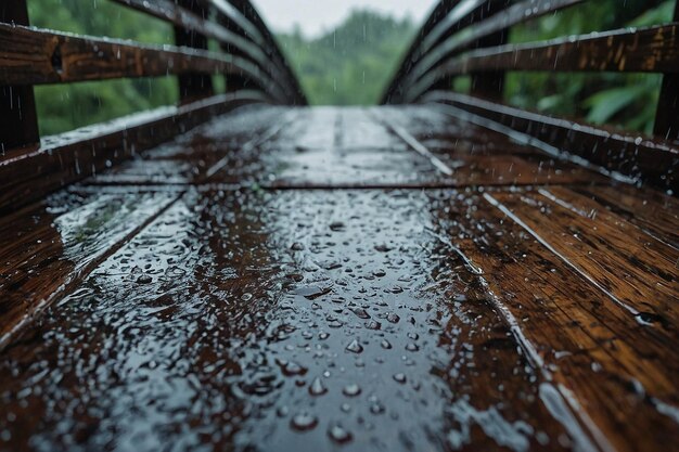 Foto ponte di legno piovoso