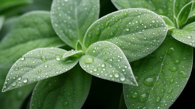 Rainwater Droplets on Sage Leaf