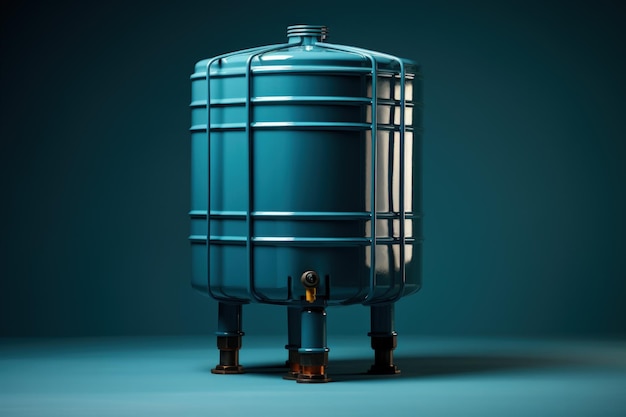 Rainwater harvesting system isolated on a gradient blue background