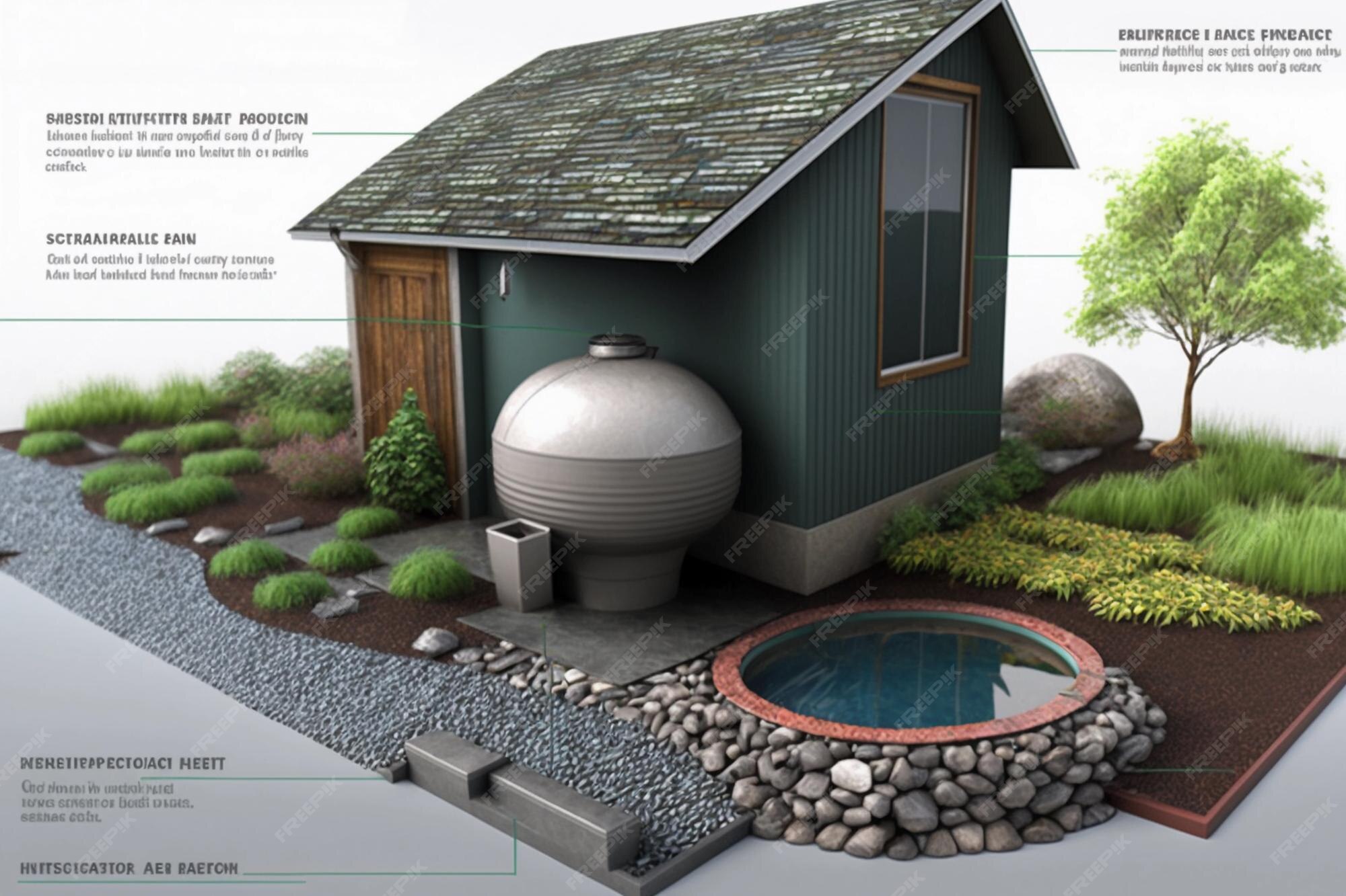 Rainwater harvesting system isometric diagram AI generation Circuit Diagram