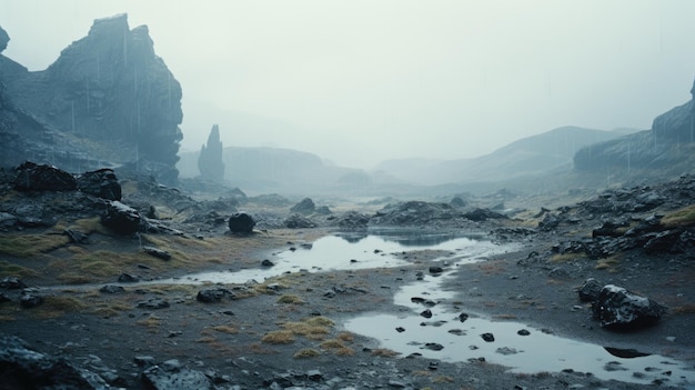 Rainy Alien Planet Landscape Mystical Deluge