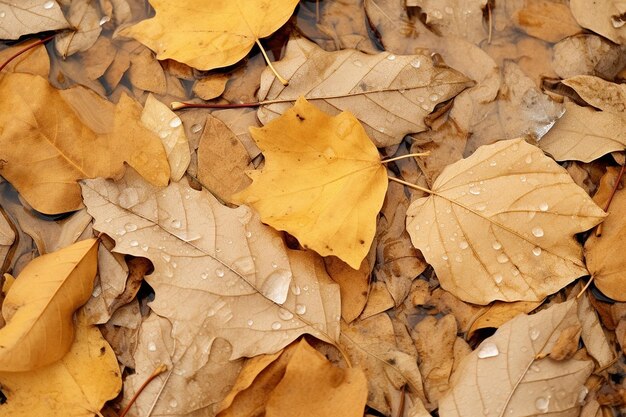 Rainy Autumn Leaves on the