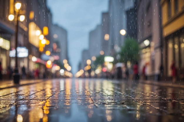 Rainy day blurred city street