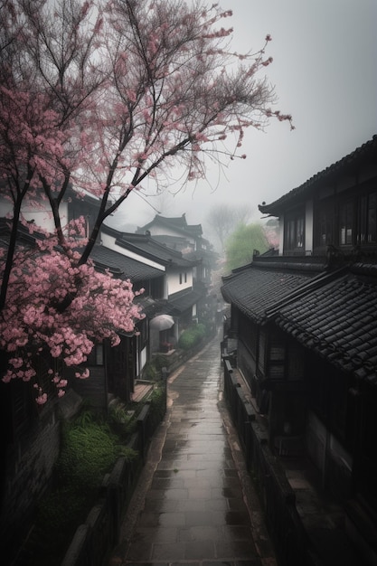 雨の日の京都の街