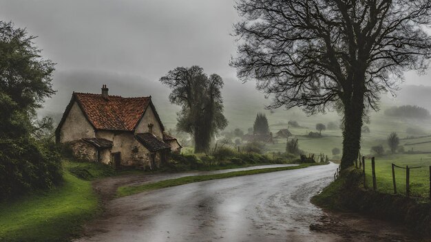 Rainy day in the countryside Desktop Wallpaper version 2