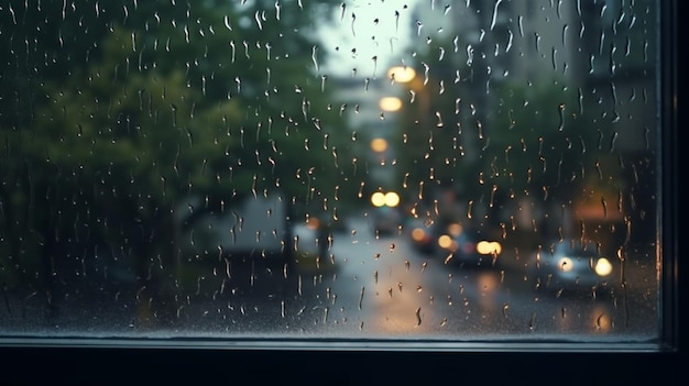 Rainy day observed a window