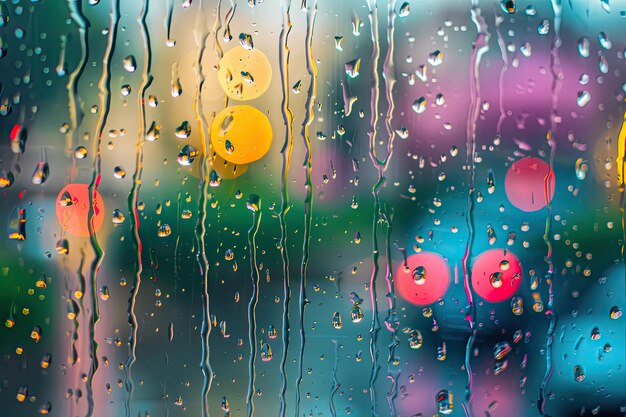 사진 유리 위 에 물방울 이 있는 창문 을 통해 비가 오는 날 의 모습