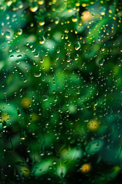 A rainy day with a green background