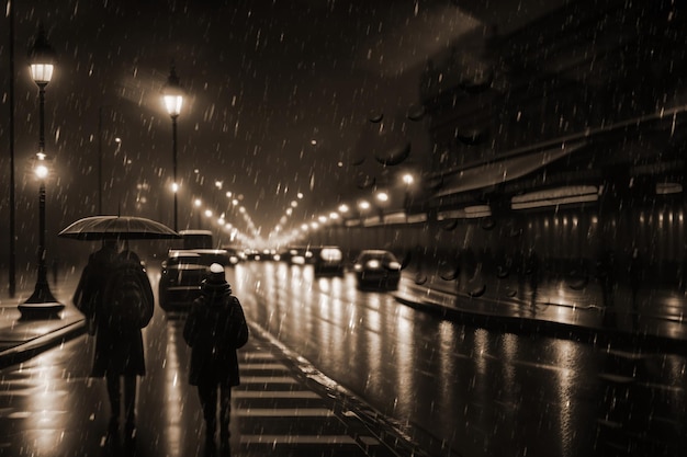 비오는 저녁 도시 거리 흐릿한 빛과 비오는 유리 비오는 날씨에 상품