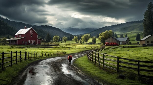 Photo rainy farm life background