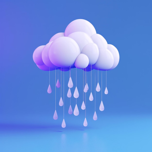 Foto icona piovosa illustrare un'icona 3d di gocce di pioggia che cadono da una nuvola per il tempo piovoso ai generative