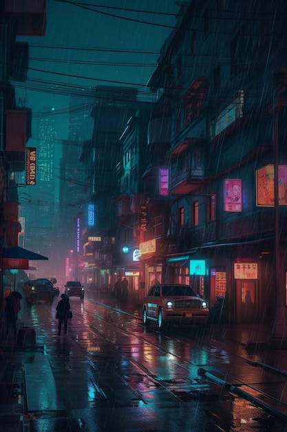 中国の雨の夜