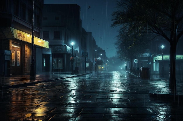 都会の雨の夜