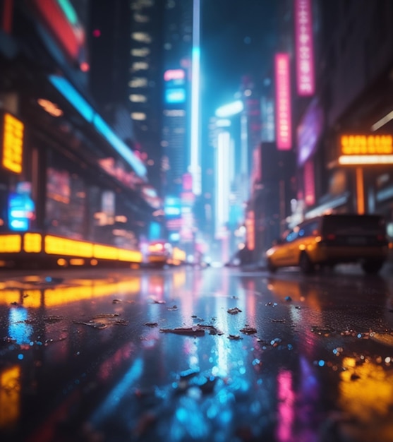 A rainy night in the city