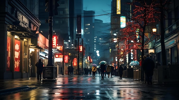 都会の雨の夜