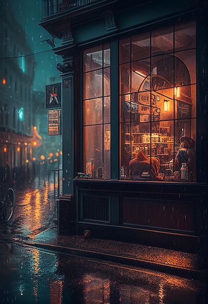 A rainy night in the city