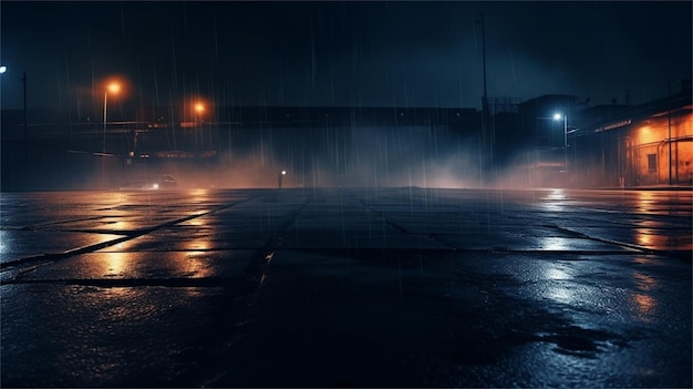 雨の夜、車が通り過ぎる