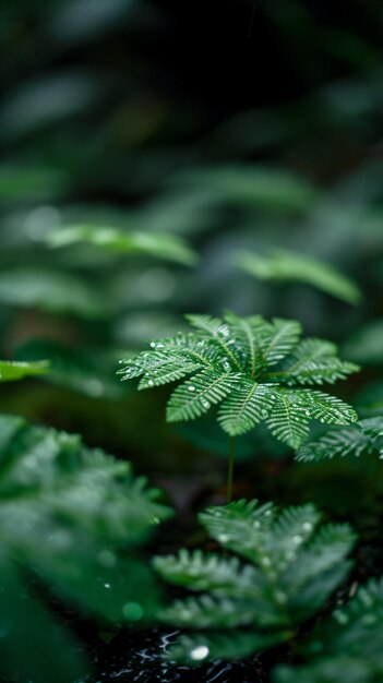 Rainy season abundance Natures leaves flourish in a watery landscape Vertical Mobile Wallpaper