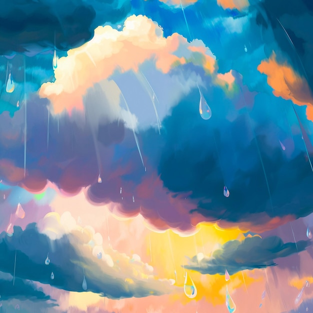 アニメ風の雨空