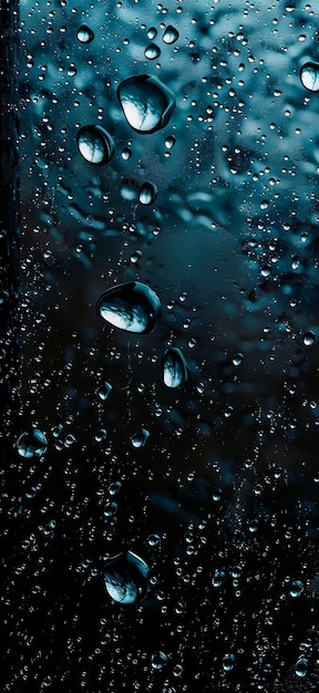 A rainy window with drops of water on it