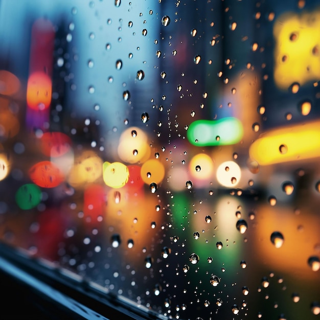 A rainy window with raindrops on it