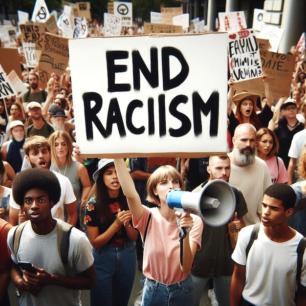 Photo raise awareness and stand against racial discrimination
