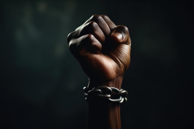 Raised fists in juneteenth and african liberation day celebration generative AI