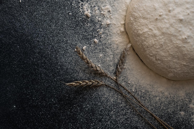 Photo raised piece of dough for making