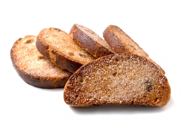 Raisin rusks isolated on a white background