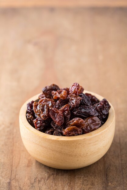 raisin on wooden table