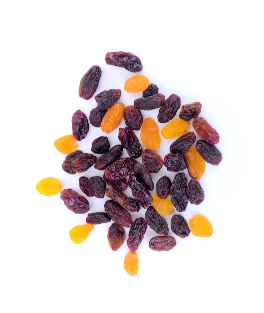 Raisins isolated on white.