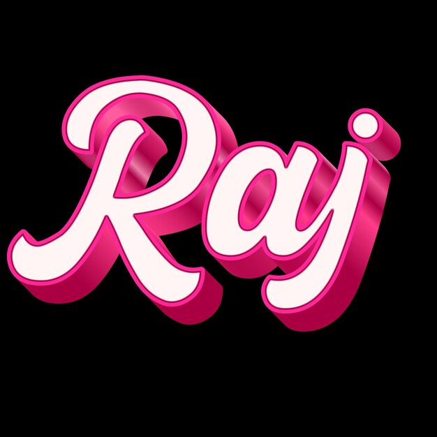Raj Typografie 3D-ontwerp Roze Zwart Witte achtergrondfoto JPG