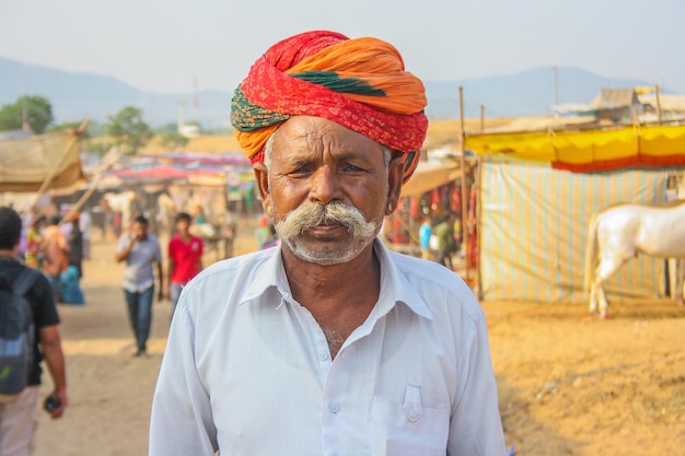 Rajasthani people at Pushkar Fair held in Rajasthan every year Ajmer Rajasthan India