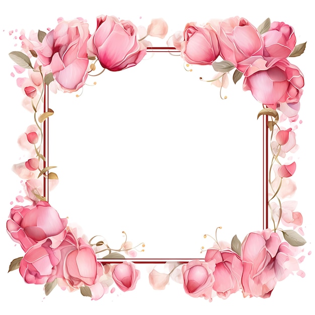 Photo rajasthani puppet motif frame with rose milkshake rose petal watercolor style of indian culture