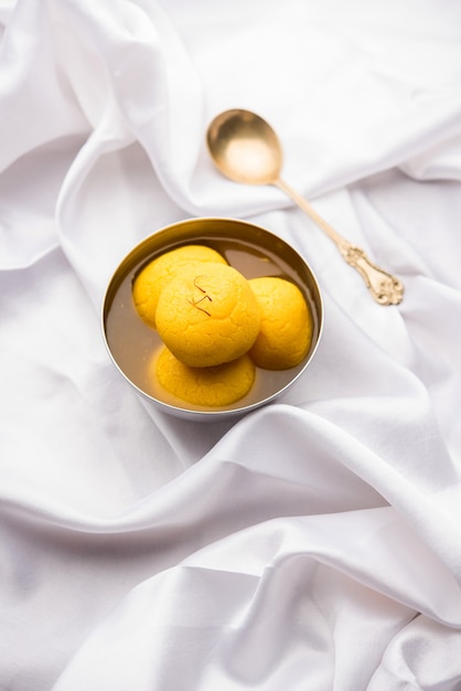 Rajbhog is a traditional Bengali sweet Rasgulla made during Navaratri festival using paneer or chena and flavoured with saffron and rose essence