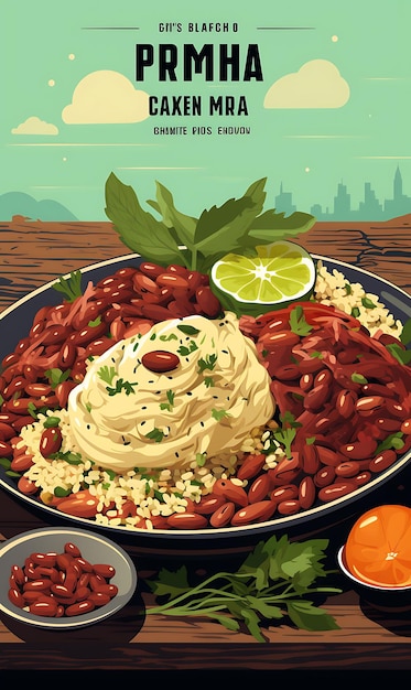 Rajma Chawal Dish Poster With Kidney Beans and Basmati Rice Indian Celebrations Lifestyle Cuisine