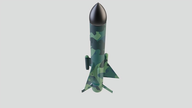 Raket raket oorlog conflict munitie kernkop nucleaire militar wapen nuke 3d illustratie ruimteschip