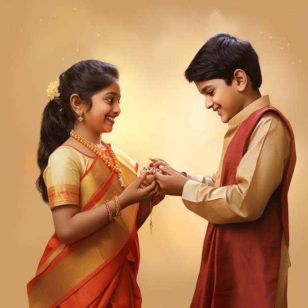 Raksha Bandhan 형제와 자매 Pooja on Bhai Dooj