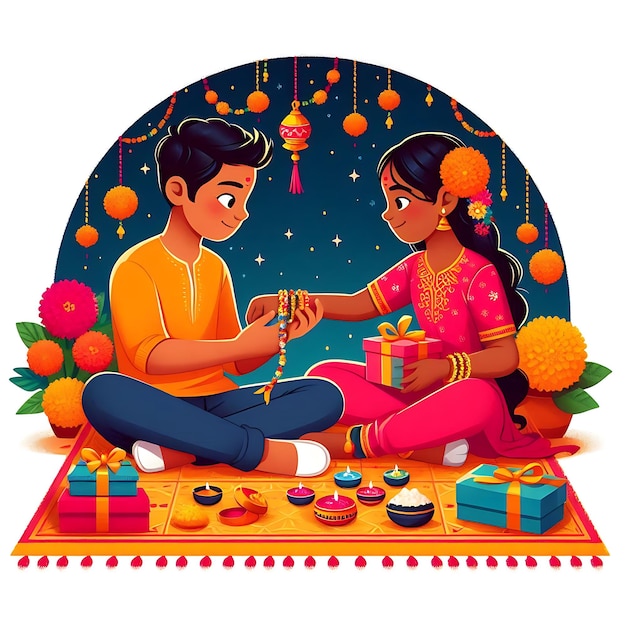 Raksha Bandhan flat illustration