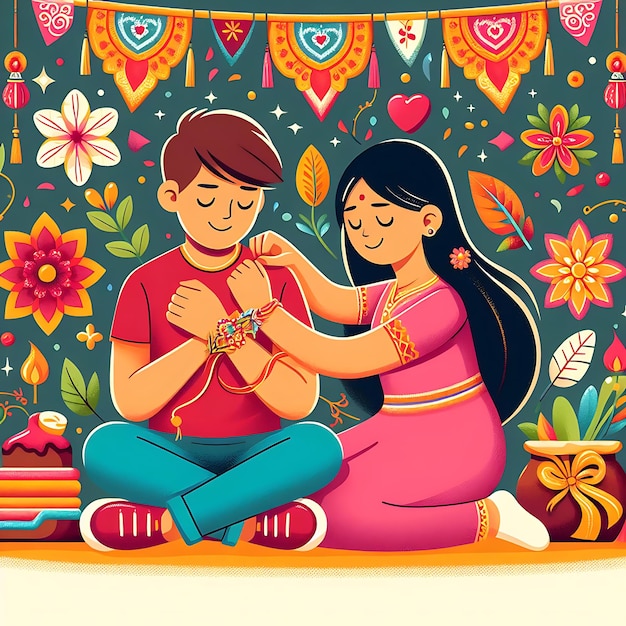 Foto illustrazione piatta di raksha bandhan