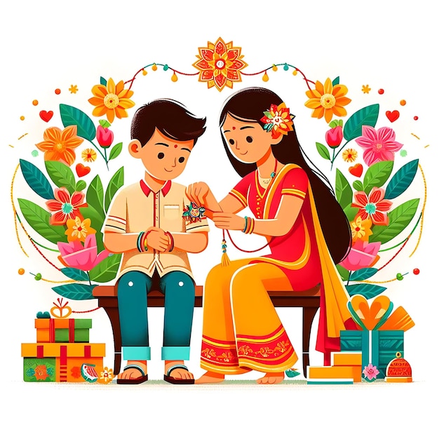 Foto illustrazione piatta di raksha bandhan