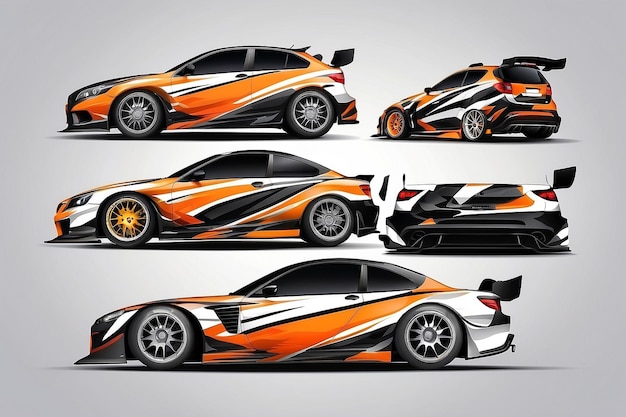 Photo rally car wrap vector designs abstract livery for vehicle vinyl branding background