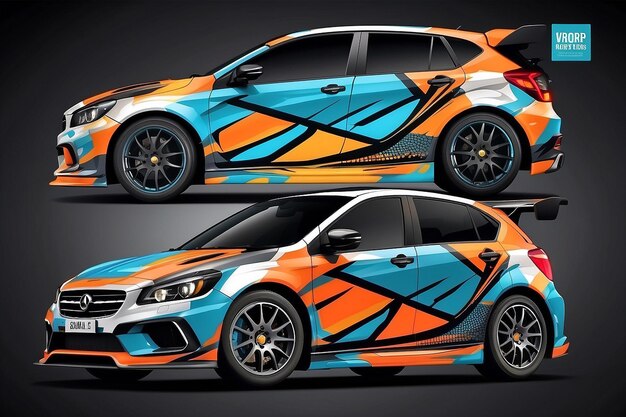 Rally car wrap vector designs abstract livery for vehicle vinyl branding background