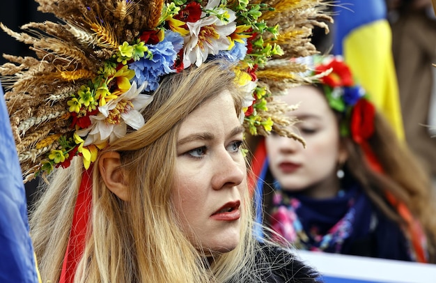 Photo rally in trafalgar square london supporting ukraine